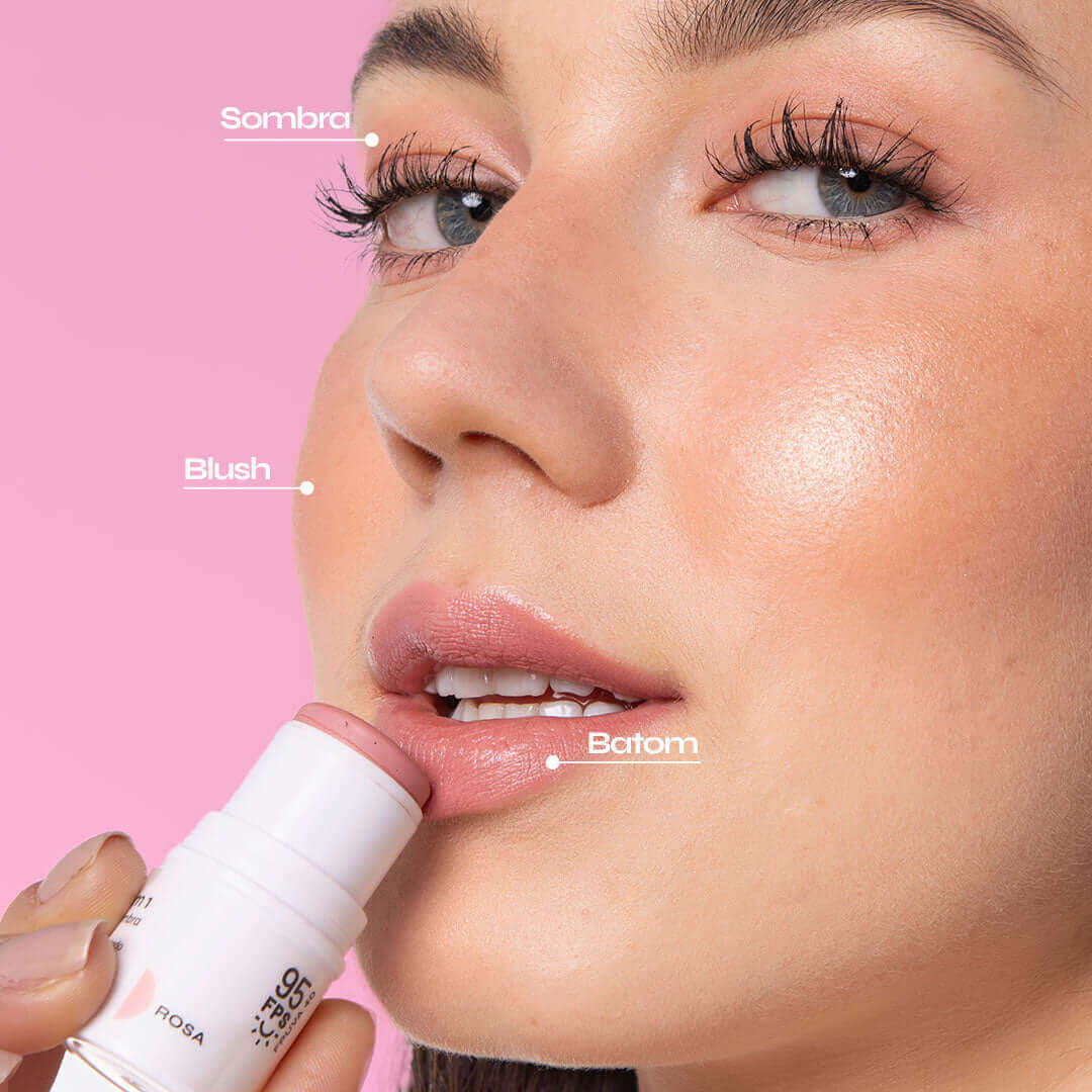 Bastão 3 em 1 - Blush, Batom e Sombra FPS 95