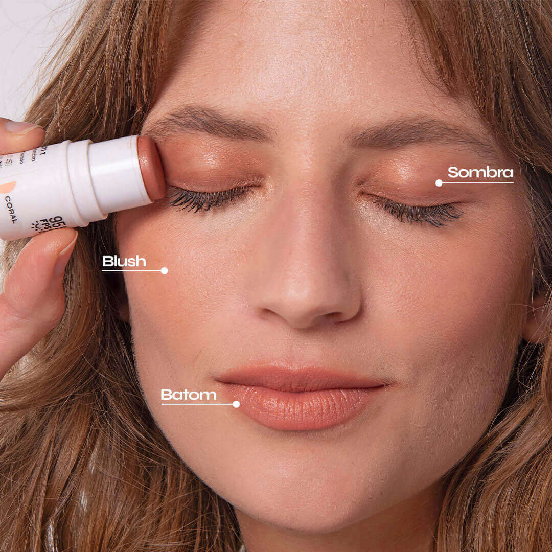 Bastão 3 em 1 - Blush, Batom e Sombra FPS 95